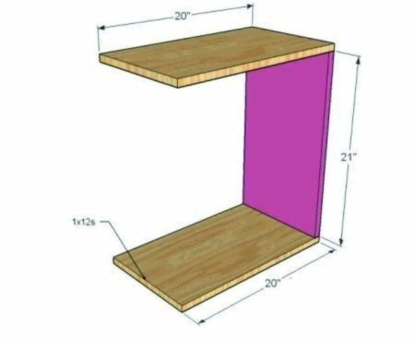 Rolling C End Table or Sofa Table