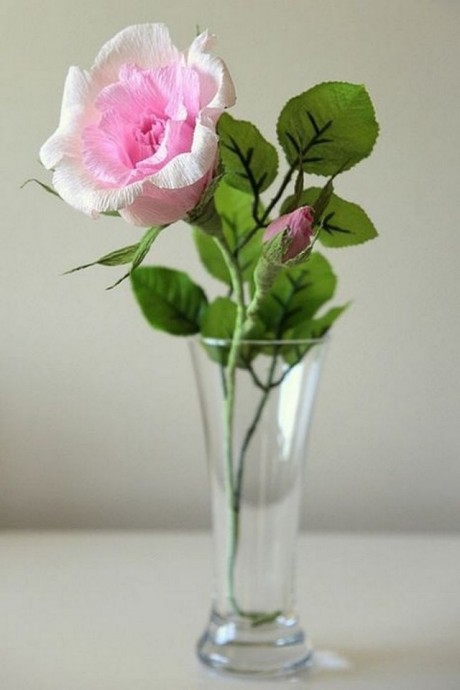 DIY Pink Crepe Paper Rose