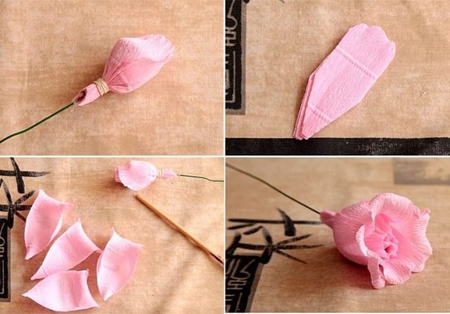 DIY Pink Crepe Paper Rose