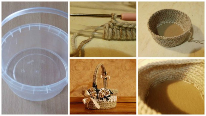 Transform a plastic jar to basket Transform a plastic jar to basket