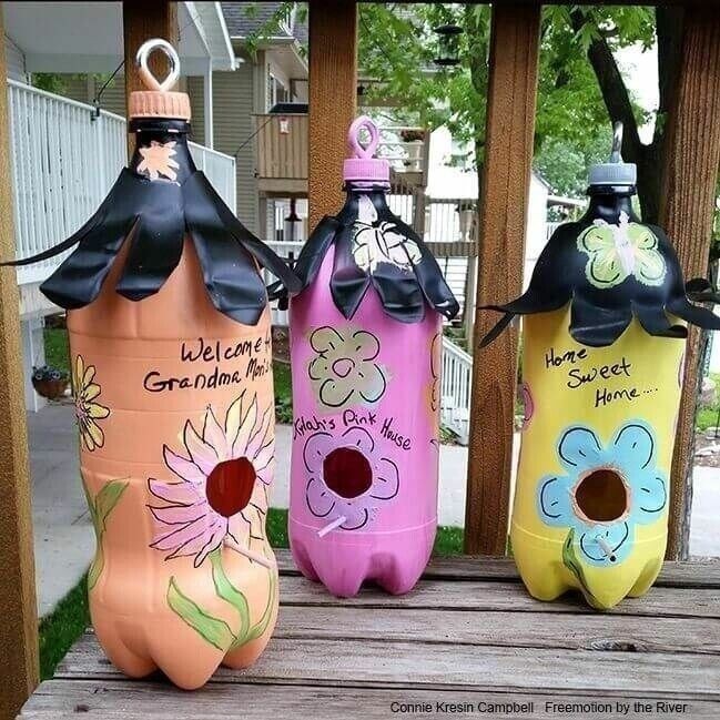DIY Pop Bottle Birdhouses