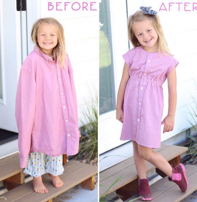 This Mom Turns Her Husband’s Old Shirts into Adorable Outfits for Her Daughters