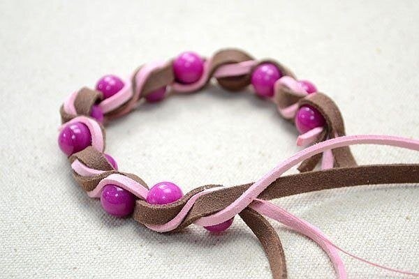 Twisted Suede Cord Bracelet DIY with Beads