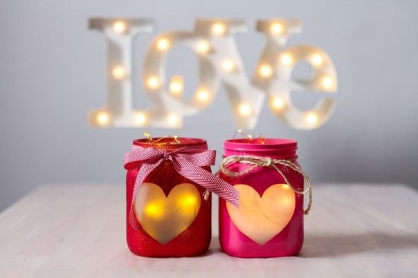 DIY Mason Jar Heart Candles