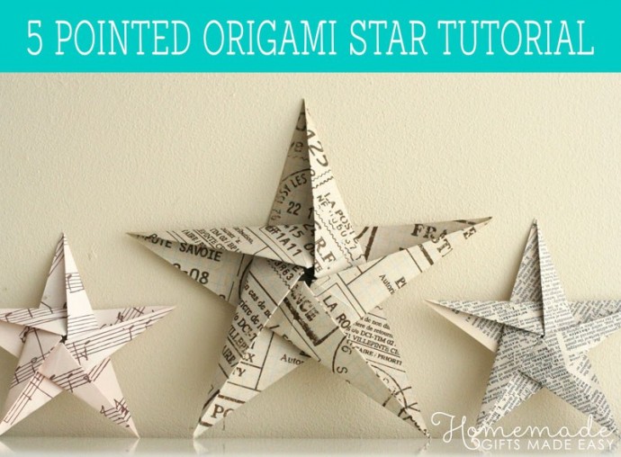 Folding 5 Pointed Origami Star Christmas Ornaments