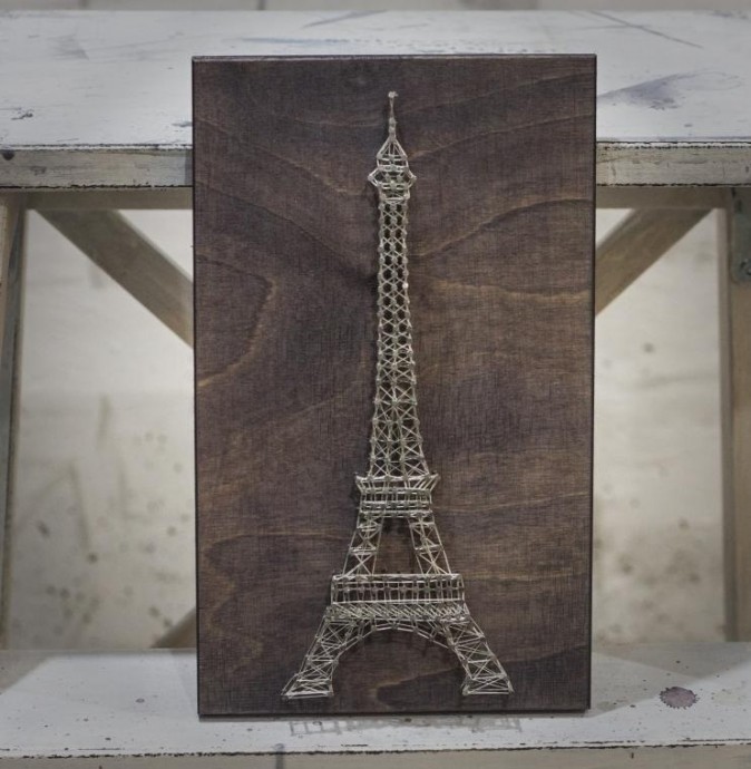 How to DIY Eiffel tower: Create interior painting in the style of string art