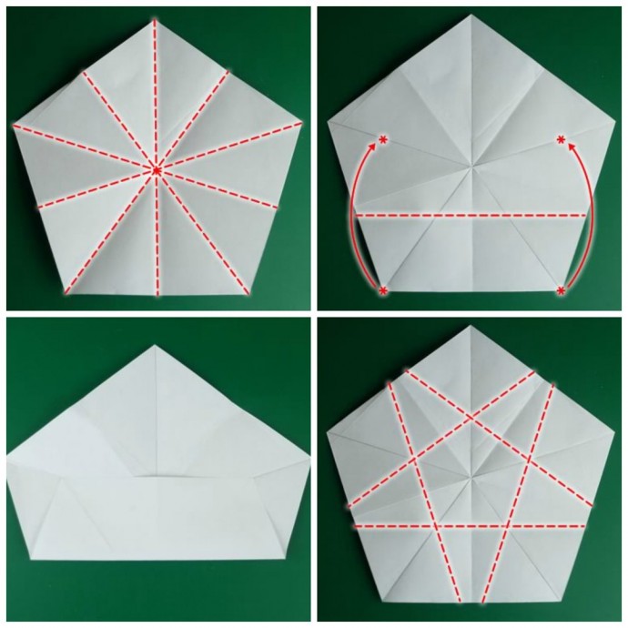 Folding 5 Pointed Origami Star Christmas Ornaments