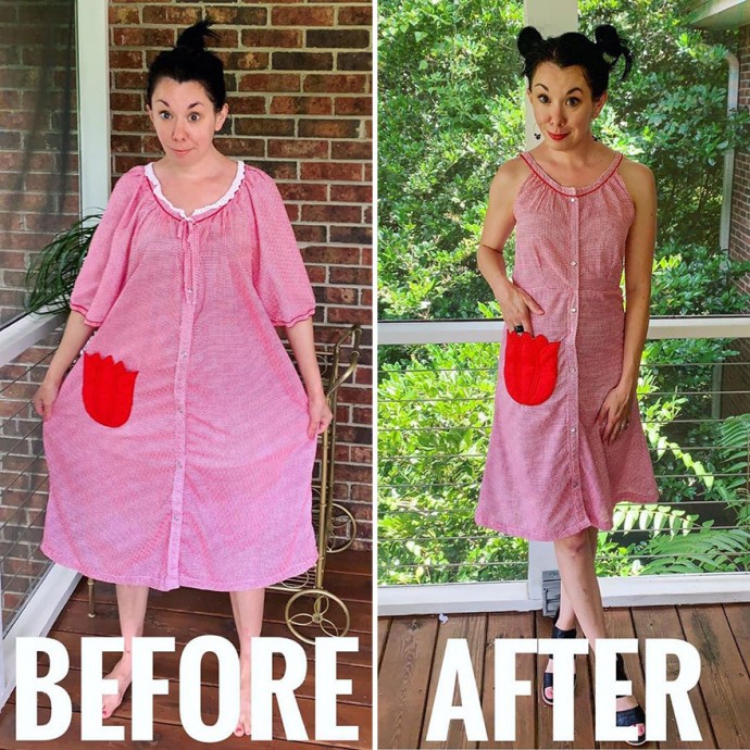 Woman Transforms Thrift-Store Clothes For $1 Into Elegant OutfitsArtist Woman Transforms Thrift-Store Clothes For $1 Into Elegant OutfitsArtist