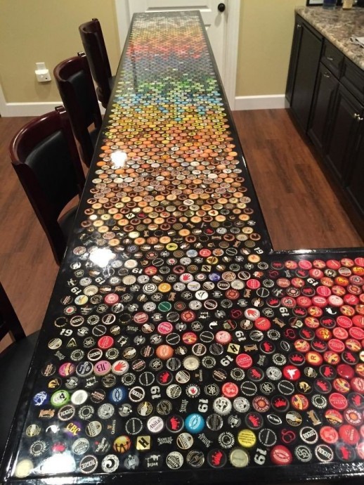 Man Collects Bottle Caps For 5 Years To Redo His Kitchen, And Here’s The Result Man Collects Bottle Caps For 5 Years To Redo His Kitchen, And Here’s The Result