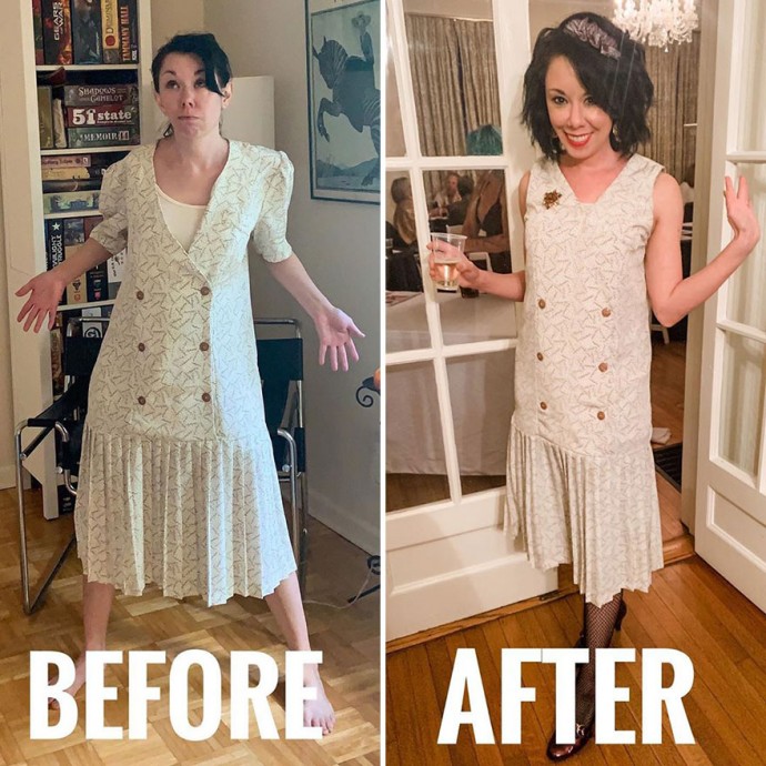 Woman Transforms Thrift-Store Clothes For $1 Into Elegant OutfitsArtist Woman Transforms Thrift-Store Clothes For $1 Into Elegant OutfitsArtist
