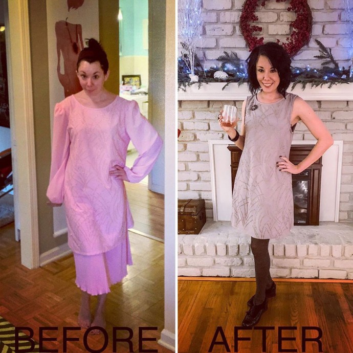 Woman Transforms Thrift-Store Clothes For $1 Into Elegant OutfitsArtist Woman Transforms Thrift-Store Clothes For $1 Into Elegant OutfitsArtist