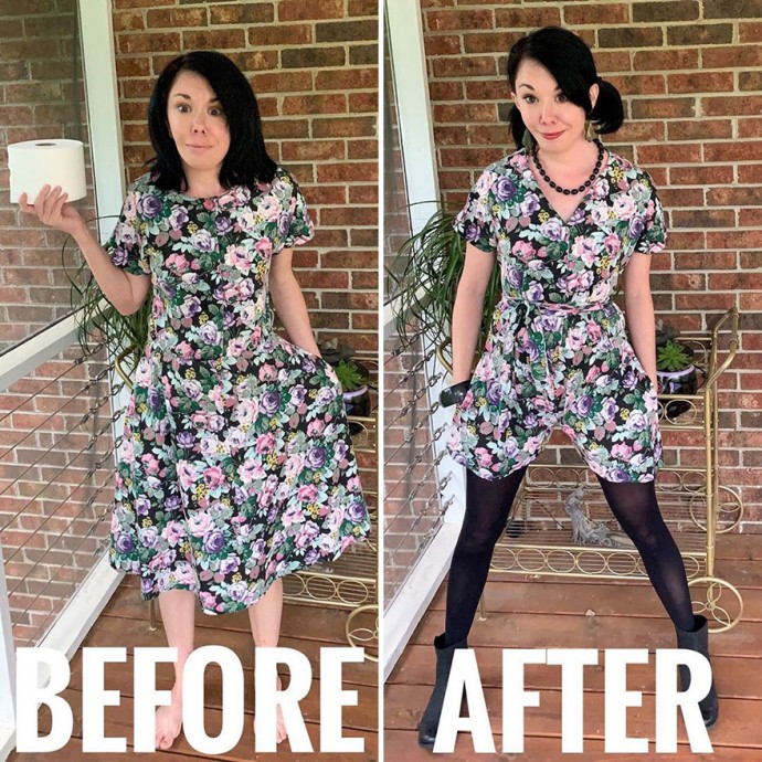 Woman Transforms Thrift-Store Clothes For $1 Into Elegant OutfitsArtist Woman Transforms Thrift-Store Clothes For $1 Into Elegant OutfitsArtist