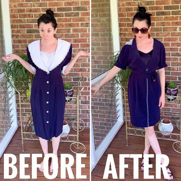 Woman Transforms Thrift-Store Clothes For $1 Into Elegant OutfitsArtist Woman Transforms Thrift-Store Clothes For $1 Into Elegant OutfitsArtist