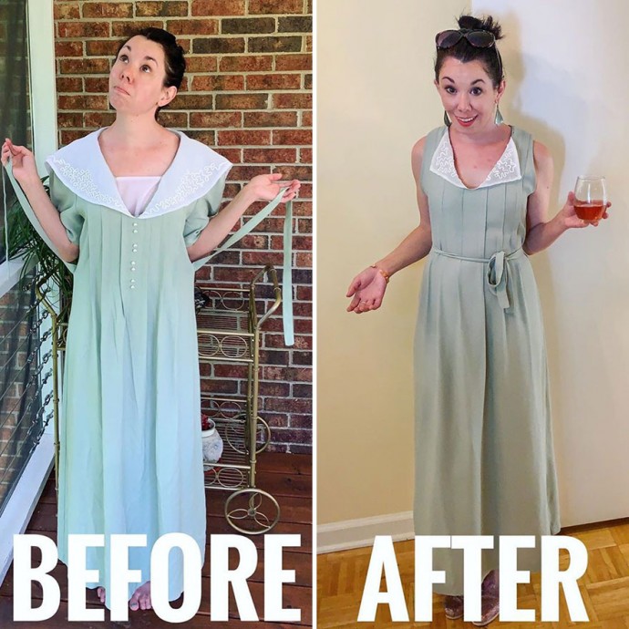 Woman Transforms Thrift-Store Clothes For $1 Into Elegant OutfitsArtist Woman Transforms Thrift-Store Clothes For $1 Into Elegant OutfitsArtist