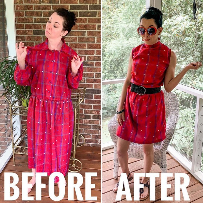 Woman Transforms Thrift-Store Clothes For $1 Into Elegant OutfitsArtist Woman Transforms Thrift-Store Clothes For $1 Into Elegant OutfitsArtist