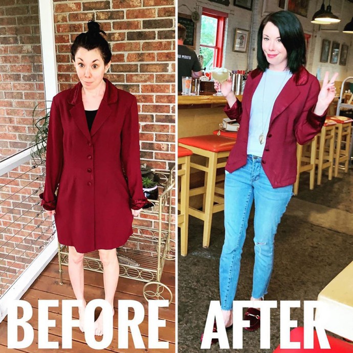 Woman Transforms Thrift-Store Clothes For $1 Into Elegant OutfitsArtist