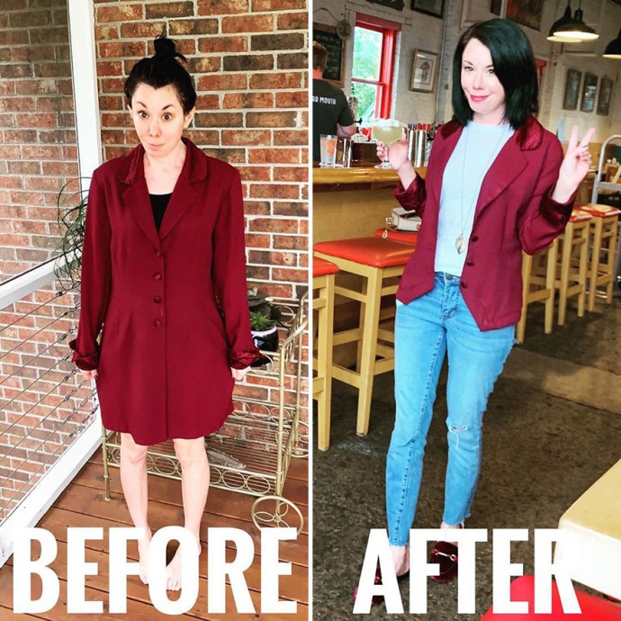 Woman Transforms Thrift-Store Clothes For $1 Into Elegant OutfitsArtist Woman Transforms Thrift-Store Clothes For $1 Into Elegant OutfitsArtist