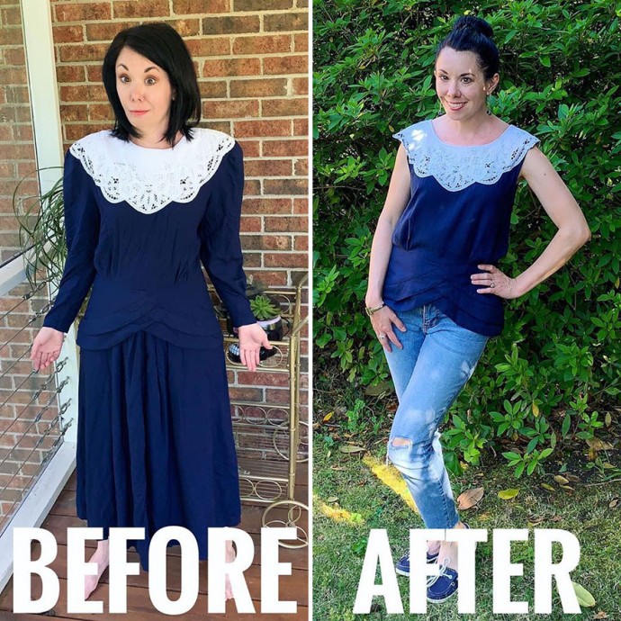 Woman Transforms Thrift-Store Clothes For $1 Into Elegant OutfitsArtist Woman Transforms Thrift-Store Clothes For $1 Into Elegant OutfitsArtist