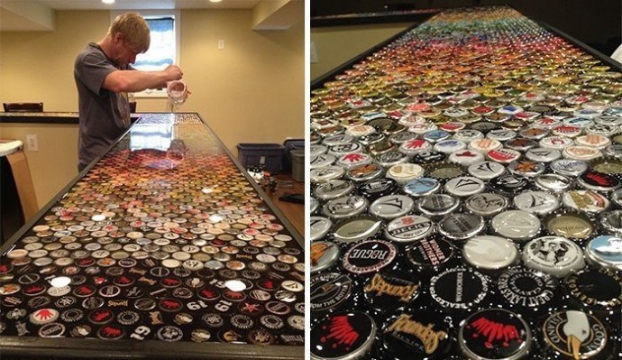 ​Man Collects Bottle Caps For 5 Years To Redo His Kitchen, And Here’s The Result
