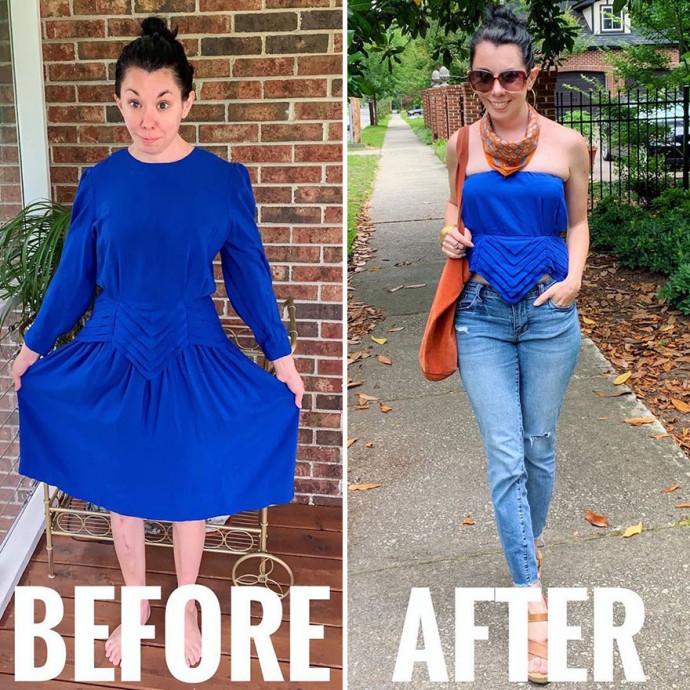 Woman Transforms Thrift-Store Clothes For $1 Into Elegant OutfitsArtist Woman Transforms Thrift-Store Clothes For $1 Into Elegant OutfitsArtist
