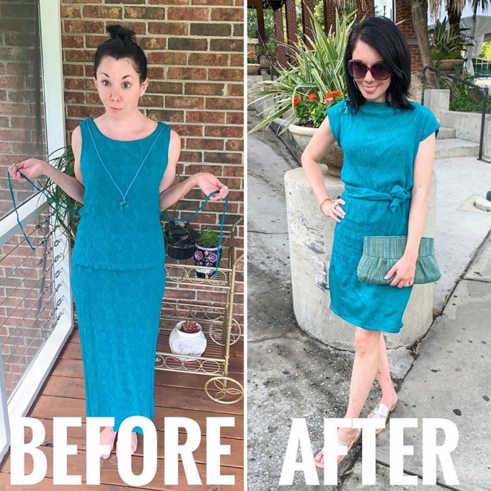 Woman Transforms Thrift-Store Clothes For $1 Into Elegant OutfitsArtist Woman Transforms Thrift-Store Clothes For $1 Into Elegant OutfitsArtist