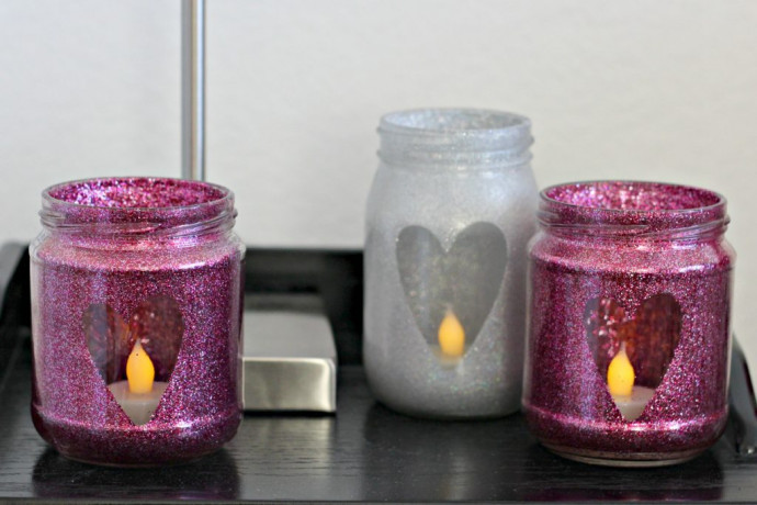 Glitter Heart Jars