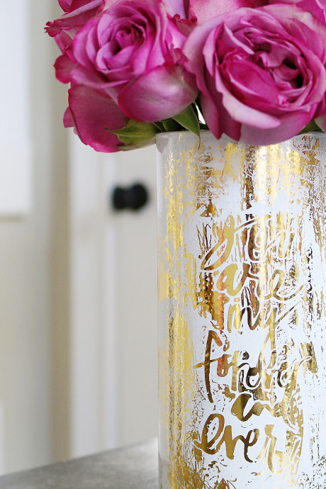 DIY Gold Foiled Verbiage Vase