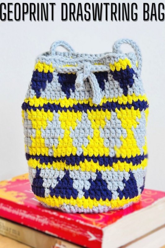 Crochet GeoPrint Drawstring Bag — All Craft Ideas