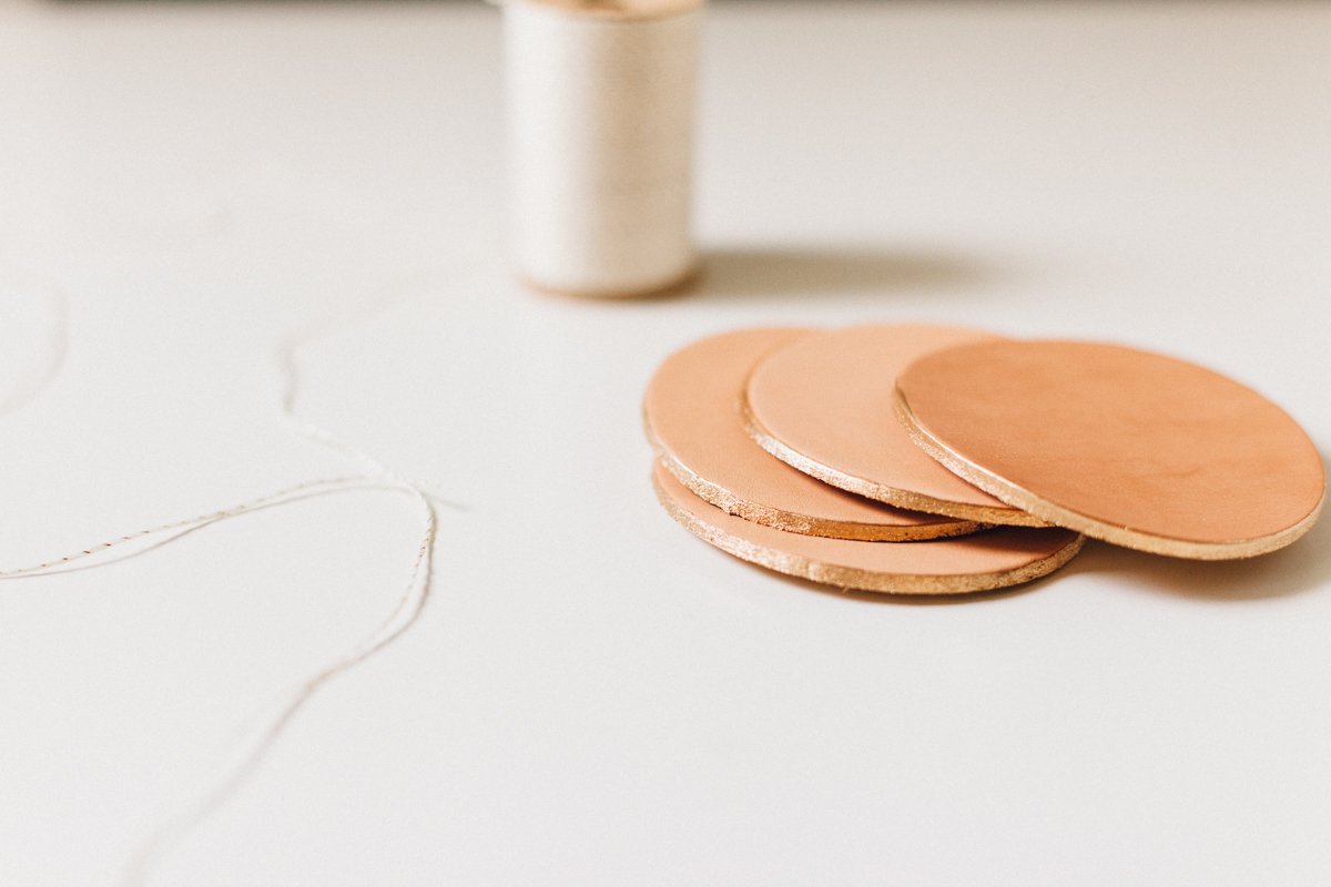 Gilded Leather Coasters | Alyssa & Carla
