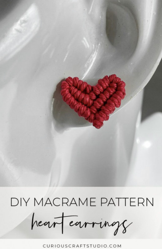 Lovely Heart Macrame Earrings — All Craft Ideas